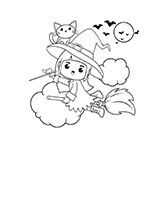 Halloween witch and cat ebook wallpaper, art from Adobe Stock